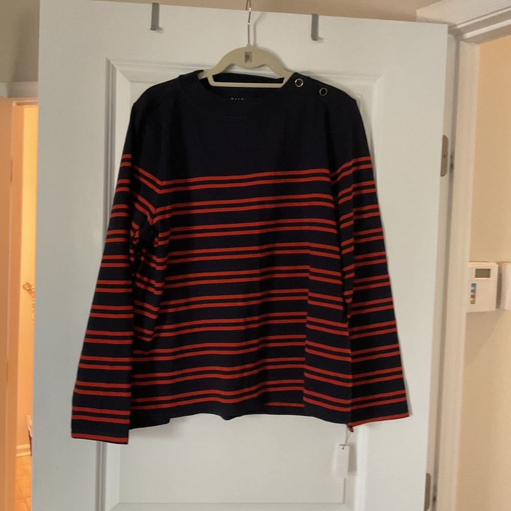 Navy and Red Striped Long Sleeve Top